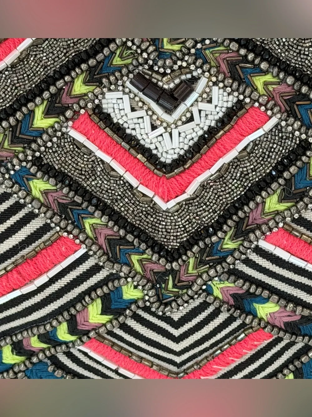 Rebecca Minkoff Wonder Tote Embellished Boho/Tribal, Canvas,Leather Trim/Handles